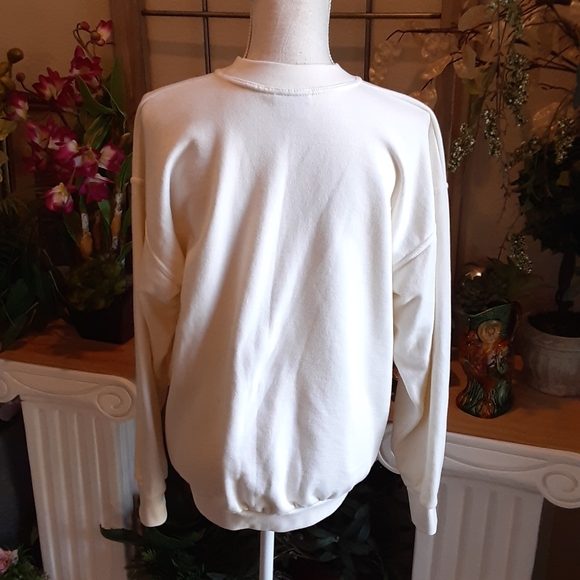 AMSTERDAM...HOLLAND Crest Cotton Blend Sweatshirt White on White NORTEX PRINT M - Picture 3 of 10